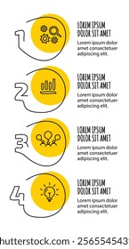 4 steps infographic template with 4 options. Flowchart that can be used for business report, data visualization and presentation. Timeline infographic elements vector illustration.