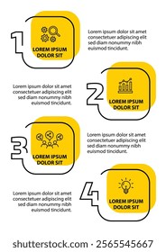 4 steps infographic template with 4 options. Flowchart that can be used for business report, data visualization and presentation. Timeline infographic elements vector illustration.