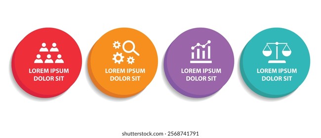 4 steps infographic template with 4 options. Flowchart that can be used for business report, data visualization and presentation. Timeline infographic elements vector illustration.