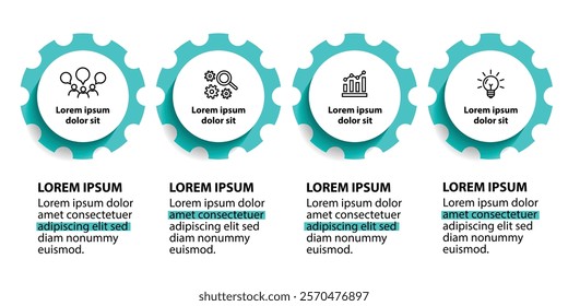 4 steps infographic template with 4 options. Flowchart that can be used for business report, data visualization and presentation. Timeline infographic elements vector illustration.