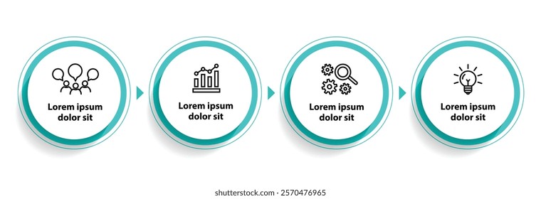 4 steps infographic template with 4 options. Flowchart that can be used for business report, data visualization and presentation. Timeline infographic elements vector illustration.