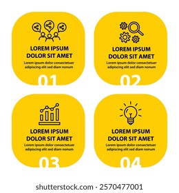 4 steps infographic template with 4 options. Flowchart that can be used for business report, data visualization and presentation. Timeline infographic elements vector illustration.