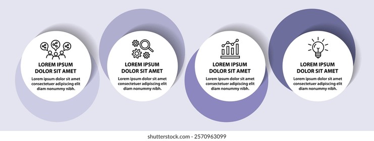 4 steps infographic template with 4 options. Flowchart that can be used for business report, data visualization and presentation. Timeline infographic elements vector illustration.