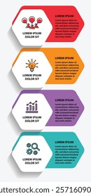 4 steps infographic template with 4 options. Flowchart that can be used for business report, data visualization and presentation. Timeline infographic elements vector illustration.