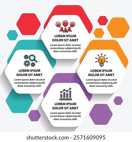 4 steps infographic template with 4 options. Flowchart that can be used for business report, data visualization and presentation. Timeline infographic elements vector illustration.