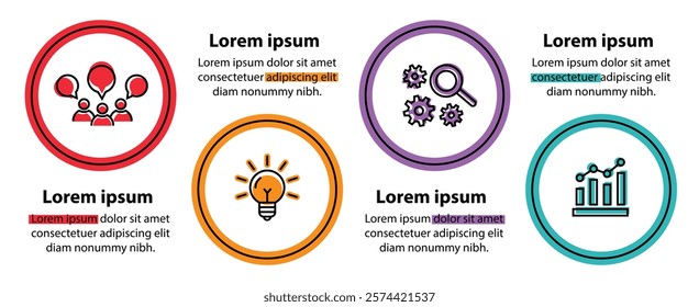 4 steps infographic template with 4 options. Flowchart that can be used for business report, data visualization and presentation. Timeline infographic elements vector illustration.