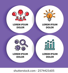 4 steps infographic template with 4 options. Flowchart that can be used for business report, data visualization and presentation. Timeline infographic elements vector illustration.