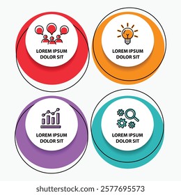 4 steps infographic template with 4 options. Flowchart that can be used for business report, data visualization and presentation. Timeline infographic elements vector illustration.