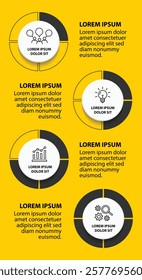 4 steps infographic template with 4 options. Flowchart that can be used for business report, data visualization and presentation. Timeline infographic elements vector illustration.