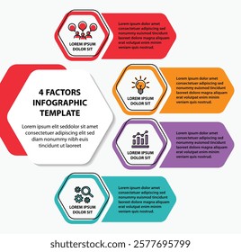 4 steps infographic template with 4 options. Flowchart that can be used for business report, data visualization and presentation. Timeline infographic elements vector illustration.