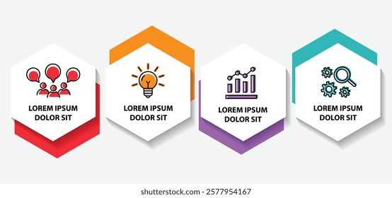 4 steps infographic template with 4 options. Flowchart that can be used for business report, data visualization and presentation. Timeline infographic elements vector illustration.