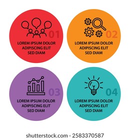 4 steps infographic template with 4 options. Flowchart that can be used for business report, data visualization and presentation. Timeline infographic elements vector illustration.