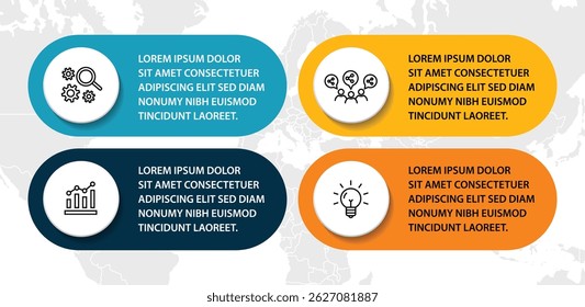 4 steps infographic template with 4 options. Flowchart that can be used for business report, data visualization and presentation. Timeline infographic elements vector illustration.