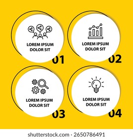 4 steps infographic template with 4 options. Flowchart that can be used for business report, data visualization and presentation. Timeline infographic elements vector illustration.