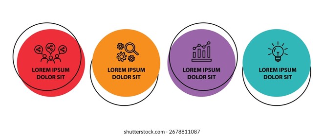 4 passos modelo infográfico com 4 opções. Fluxograma que pode ser usado para apresentação, visualização e relatório de negócios. Ilustração vetorial dos elementos infográficos da linha do tempo.