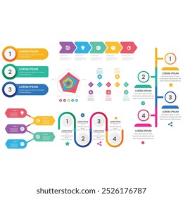 4 Schritte infografische Vorlage Einfache vertikale mehrfarbige Quadrate In der Mitte befindet sich ein halbkreisförmiger Text, oben sind mehrfarbige Symbole, unten sind Zahlen auf grauem Farbverlauf-Hintergrund