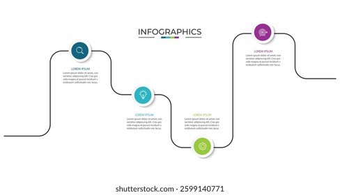 4 steps Infographic Timeline Business Process and Strategy Visualization