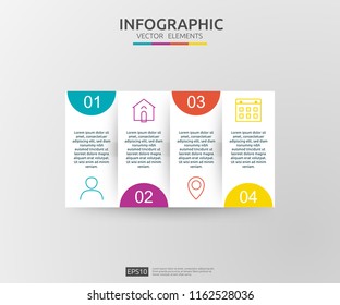 4 steps infographic. timeline design template with 3D paper label. Business concept with options. For content, diagram, flowchart, steps, parts, workflow layout, chart