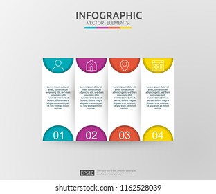 4 steps infographic. timeline design template with 3D paper label. Business concept with options. For content, diagram, flowchart, steps, parts, workflow layout, chart