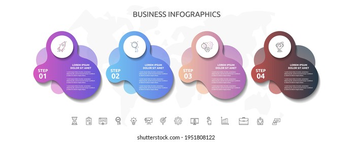 4 steps infographics with abstract labels. Vector template four part used for diagram, business, web, presentations, flowchart, info graph, timeline, content
