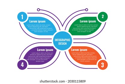4 Steps Infographics Chart Design Element. For Data Presentation. Presentations, Advertising, Layouts, Annual Reports.Concept For Butterfly 