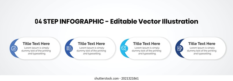 4 Steps Infographics Design Template - Graph, Pie chart, workflow layout, cycling diagram, brochure, report, presentation, web design. Editable Vector illustration