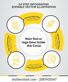 4 Steps Infographics Design Template - Graph, banner , Pie chart, workflow layout, circular diagram, brochure, report, presentation, web design. Editable Vector illustration