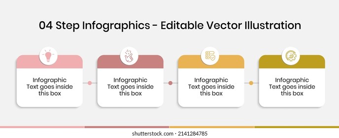 4 Steps Infographics Design Template - Graph, Pie chart, workflow layout, squire diagram, brochure, report, presentation, web design. Editable Vector illustration