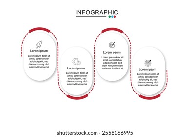 4 Steps Infographics Design Template - Graph, Pie chart, workflow layout, squire diagram, brochure, report, presentation, web design. Editable Vector