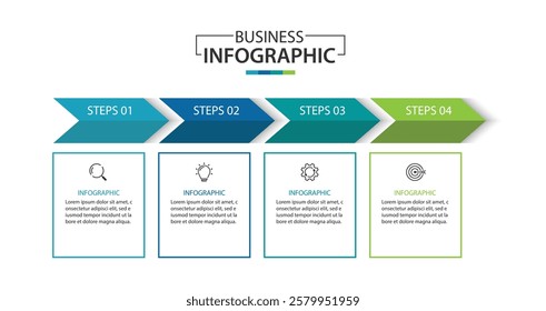 4 Steps Infographics Design Template - Graph, workflow layout, brochure, report, presentation, vector illustration