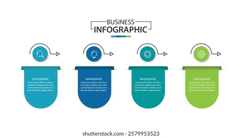 4 Steps Infographics Design Template - Graph, workflow layout, brochure, report, presentation, vector illustration