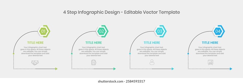 4 Steps Infographics Design Template - Graph, Pie chart, workflow layout, square diagram, brochure, report, presentation, web design Editable Vector illustration on white background