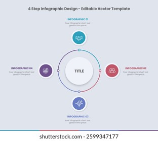 4 Steps Infographics Design Template - Graph, Pie chart, workflow layout, circle diagram, brochure, report, presentation, web design Editable Vector illustration on white background