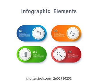 4 steps infographics design template with icons