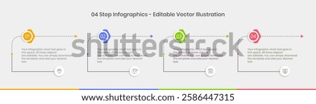 4 Steps Infographics Design Template - Graph, Pie chart, workflow layout, square diagram, brochure, report, presentation, web design Editable Vector illustration on white background