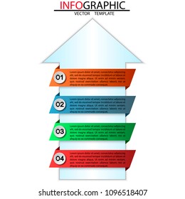 4 steps of the infographics in the form of an arrow pointing upwards with banners.Elements of infographics for business, advertising, presentation.A diagram in the form of arrow.Vector illustration.