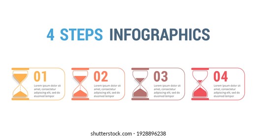 4 Stufen-Infografiken mit Stundenglas, Vektorgrafik eps10