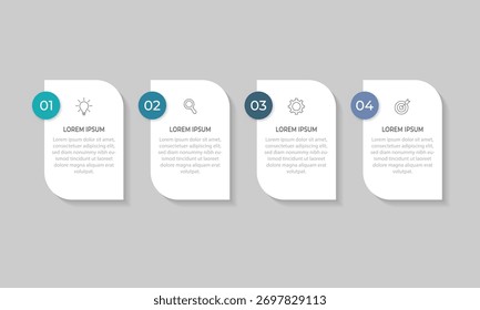 4 pasos Plantilla de diseño ingográfico con iconos. Diseño de Vector minimalista