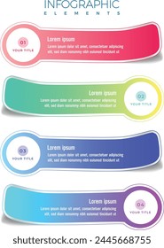 4 steps label infographic template
