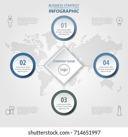 4 steps modern and clean Business Infographics, strategy, timeline, design template blue grey color tone illustration. Vector eps10.