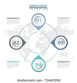 4 steps modern and clean Business Infographics, strategy, timeline, design template graphic blue grey color tone illustration. Vector eps10.