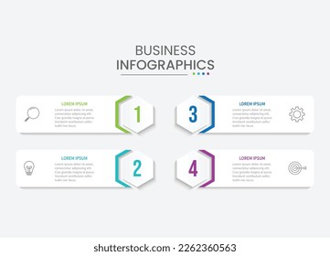 4 steps modern label design with arrow and marketing icons. Vector illustration. Can be used for workflow diagram, info chart, web design