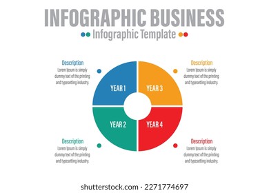 4 Steps modern Timeline diagram calendar with Yearly workflow and circles , presentation vector infographic. Infographic template for business.