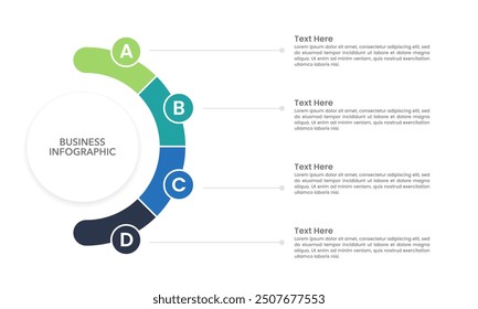 4 pasos u opción. Infografía de diseño de semicírculo Plantilla al éxito. Diagrama, Informe anual, Trimestre, Anuncio, Presentación de negocios y Organización. Ilustración vectorial.