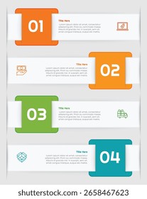 4 Steps or Options Flat Infographic Element. Modern and clean design for presentations, reports, and web