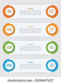 4 passos ou opções elemento infográfico plano. Design moderno e limpo para apresentações, relatórios e Web