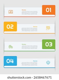 4 Steps or Options Flat Infographic Element. Modern and clean design for presentations, reports, and web