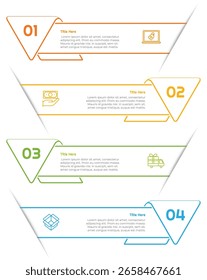Elemento de infografía de contorno de 4 pasos u opciones. Diseño moderno y limpio para presentaciones, informes y Web