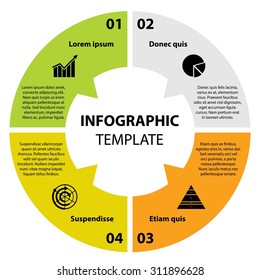 4 steps, options, processes of Circle infographic. Cycle diagram. Infographic Template. Business concepts. Vector. EPS10. Illustration