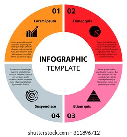 4 steps, options, processes of Circle infographic. Cycle diagram. Infographic Template. Business concepts. Vector. EPS10. Illustration